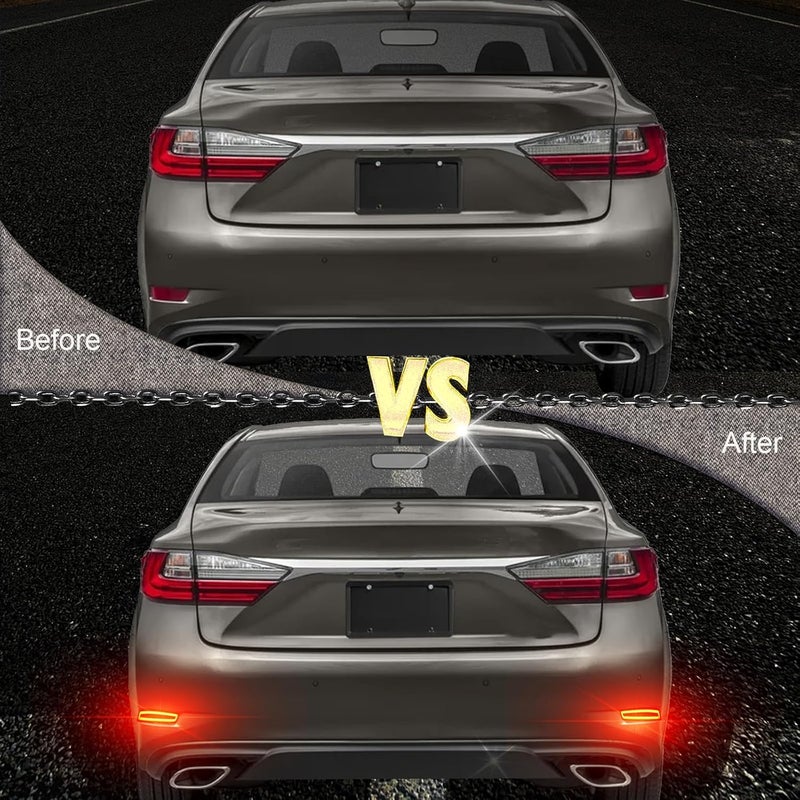 BINQIGOO 2Pc Full LED Rear Bumper Reflector Lights Kit for Lexus ES350 ES300h 20132018 20132020 GS200t GS350 GS460 GS450h Tail Lamp Brake Fog Lamps DRL Turn Signal Lamp Accessories Smoked - Image 4