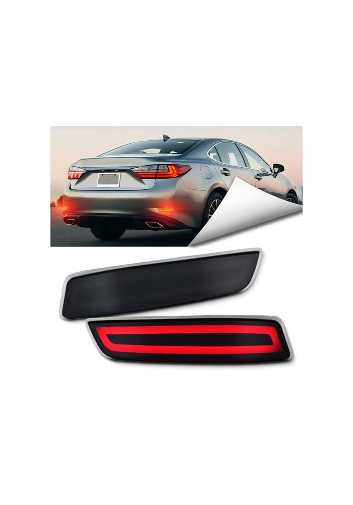 BINQIGOO 2Pc Full LED Rear Bumper Reflector Lights Kit for Lexus ES350 ES300h 20132018 20132020 GS200t GS350 GS460 GS450h Tail Lamp Brake Fog Lamps DRL Turn Signal Lamp Accessories Smoked - Image 1