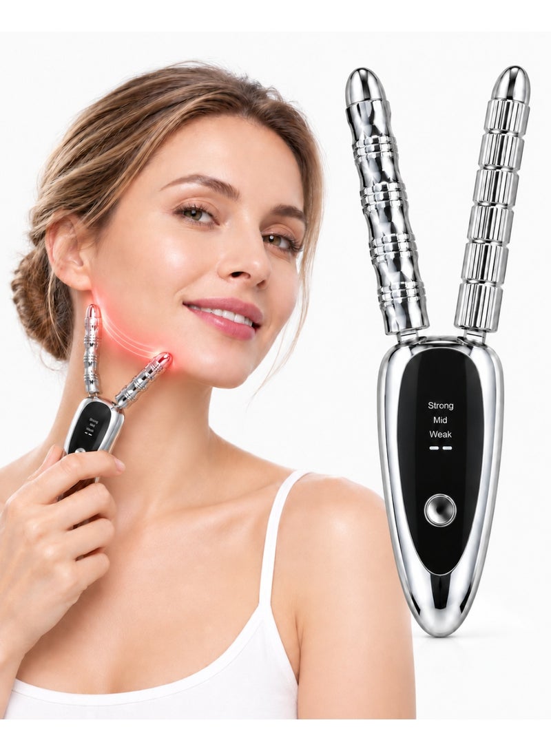 MOSH Dual-Head Electric Face & Neck Massager, 3-Level Portable Beauty Massage Tool with Metal Contact Heads for Daily Face, Neck & Body Care - Image 1
