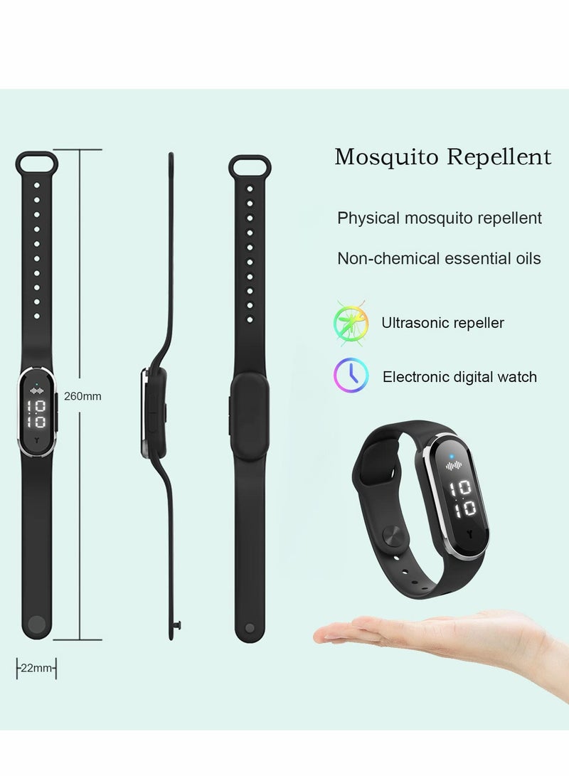 Ultrasonic Mosquito Repellent Bracelet for Adults and Kids, USB Rechargeable Non-Toxic Wristband for Indoor and Outdoor Use - Image 3