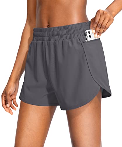 Soothfeel Womens Running Shorts with Zipper Pockets High Waisted Athletic Gym Workout Shorts for Women with Liner - Image 1