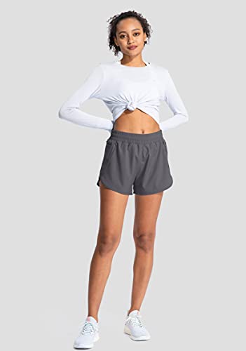 Soothfeel Womens Running Shorts with Zipper Pockets High Waisted Athletic Gym Workout Shorts for Women with Liner - Image 5