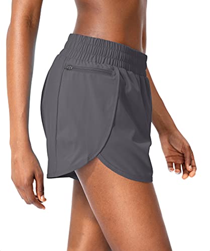 Soothfeel Womens Running Shorts with Zipper Pockets High Waisted Athletic Gym Workout Shorts for Women with Liner - Image 3