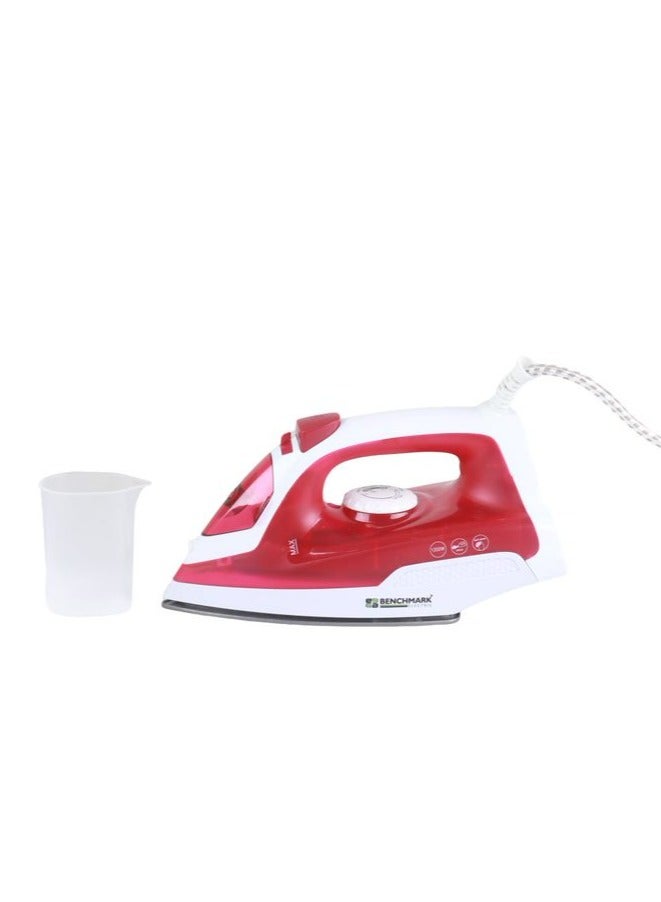 Benchmark Steam iron, ceramic soleplate, dry ironing function, spray and steam function, 1200 watts, Red - Image 2