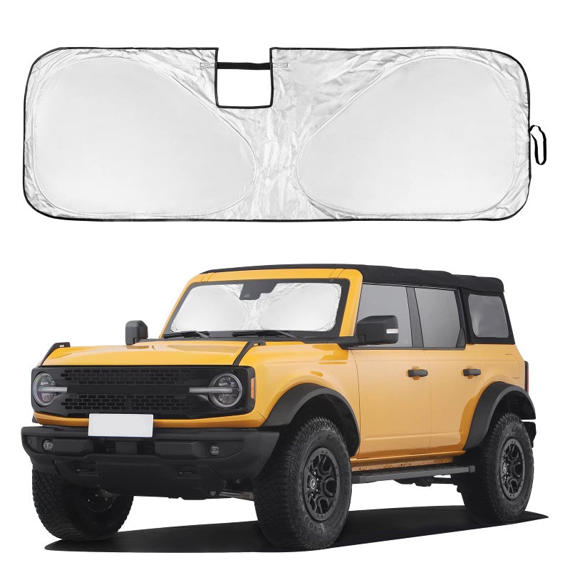 UKTOP for Ford Bronco Windshield Sun Shade for Bronco 20212023 2024 2025 2026 Not for Bronco Sport 4 Layers Window Shades 4 Door 2 Door Sunshade Visor Protector 240T Foldable Block UV Ray