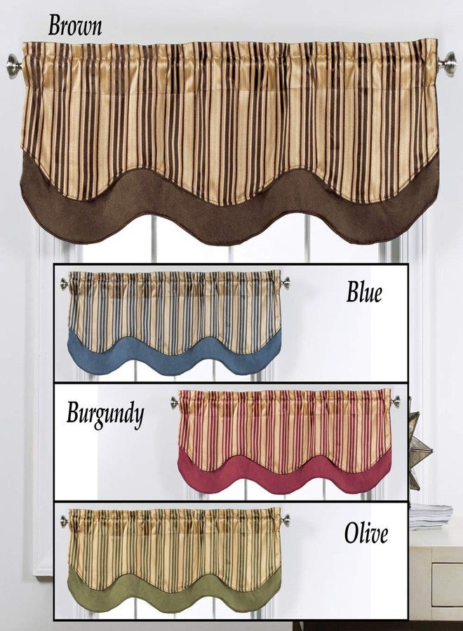 Collections Etc Windsor Jaquard Layered Valance Color: Blue - Image 3