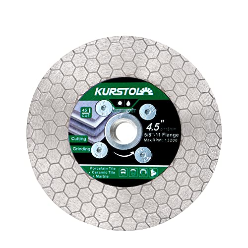 KURSTOL Tile Diamond Saw Blade - 4.5"/115mm Dual-Purpose Diamond Cutting Disc,Angel Grinder Blade Arbor 5/8"-11 Thread for Cutting and Grinding Ceramic Tiles,Porcelain,Granite,Marble - Image 1