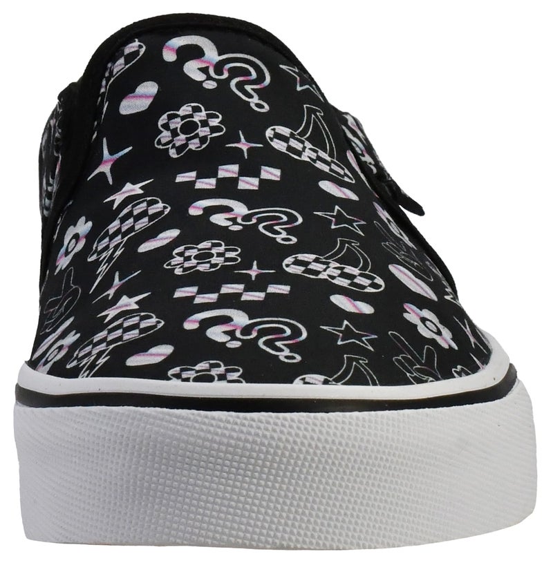 Vans Women's Asher Slip-On Shoe | Comfortable Sneakers for Walking, Fashion & Everyday Wear, Iridescent Doodle Black, 8 - Image 2