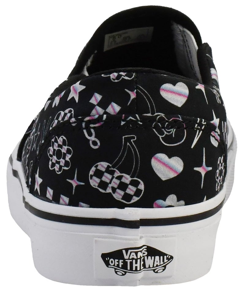 Vans Women's Asher Slip-On Shoe | Comfortable Sneakers for Walking, Fashion & Everyday Wear, Iridescent Doodle Black, 8 - Image 3