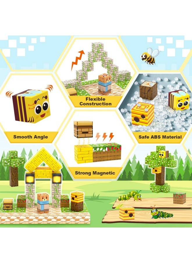 Soyee Magnetic Blocks Building Toys - Build Mine Magnet World Bee Cottage Building Set Kids Toys for Ages 3-12 STEM Sensory Toys Buildable Game Elements Gifts for 3+ Year Old Boys & Girls  - Image 2