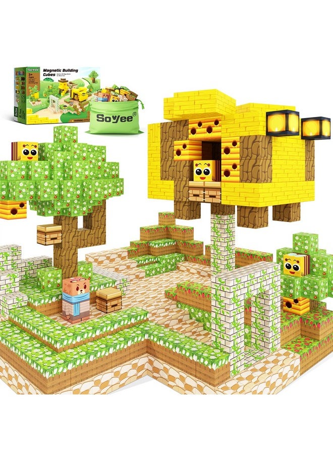 Soyee Magnetic Blocks Building Toys - Build Mine Magnet World Bee Cottage Building Set Kids Toys for Ages 3-12 STEM Sensory Toys Buildable Game Elements Gifts for 3+ Year Old Boys & Girls  - Image 1