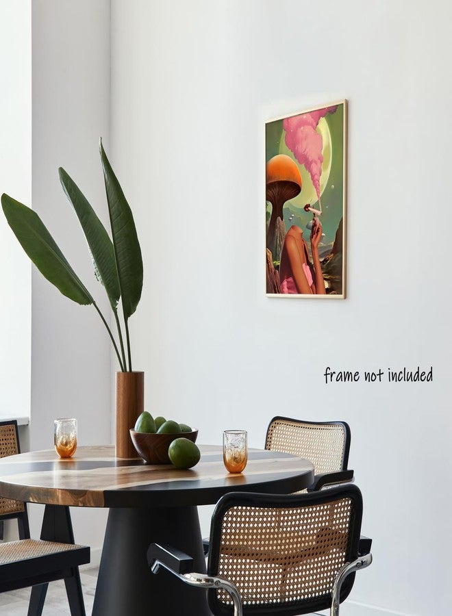Yostyle 70s Art Vintage Surreal Canvas Wall Art Egoless Trendy Abstract Aesthetic Room Decor Retro Mushroom Moon Woman Poster Prints Wall Decor Picture Living Room Bedroom Bathroom 12x16in Unframed - Image 5