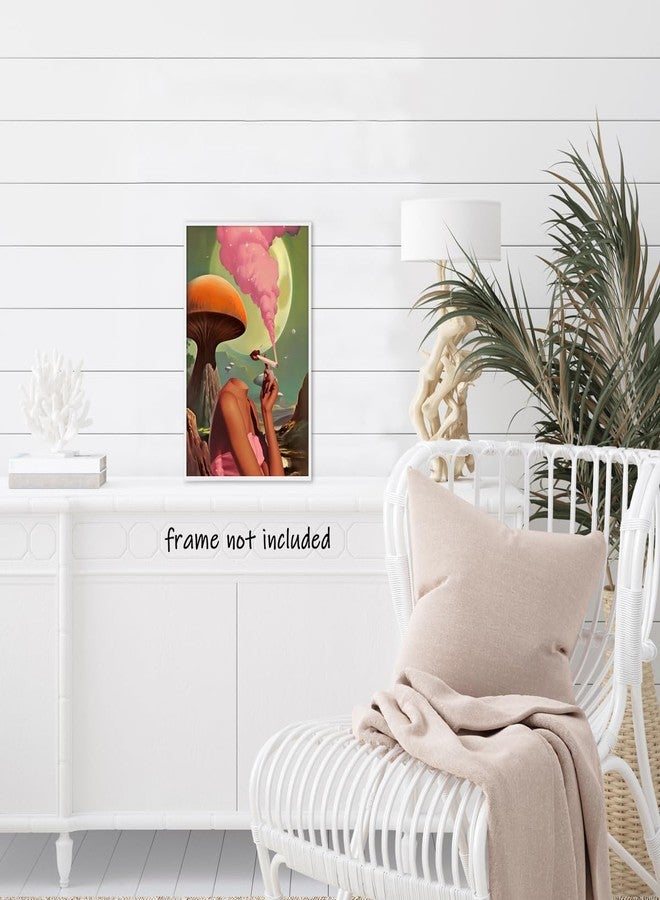 Yostyle 70s Art Vintage Surreal Canvas Wall Art Egoless Trendy Abstract Aesthetic Room Decor Retro Mushroom Moon Woman Poster Prints Wall Decor Picture Living Room Bedroom Bathroom 12x16in Unframed - Image 4