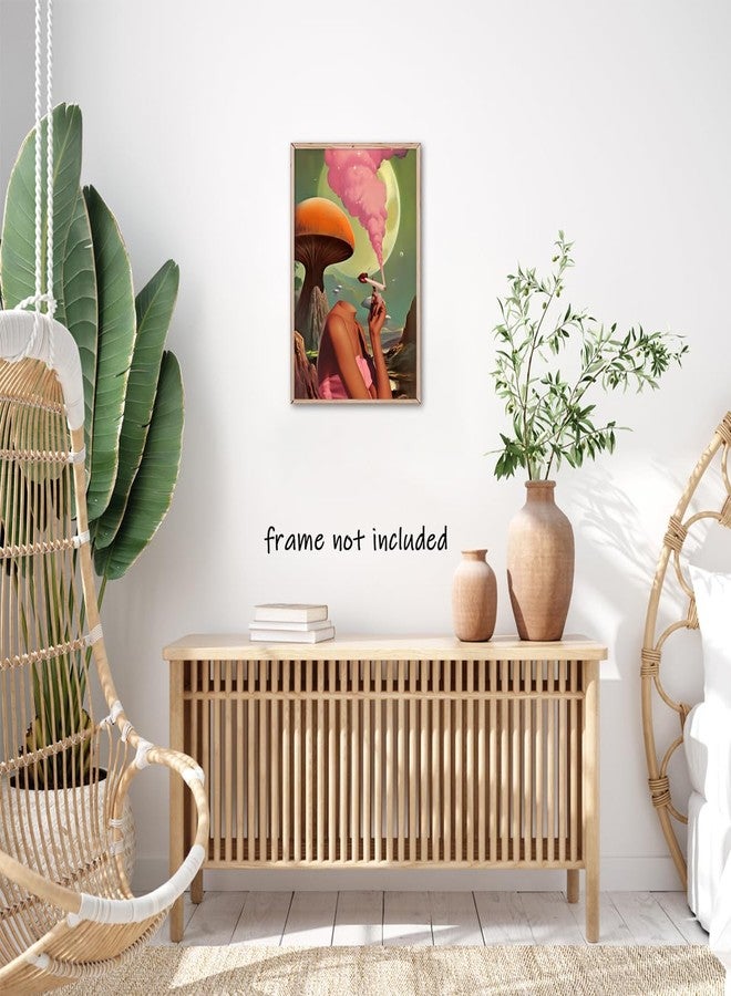 Yostyle 70s Art Vintage Surreal Canvas Wall Art Egoless Trendy Abstract Aesthetic Room Decor Retro Mushroom Moon Woman Poster Prints Wall Decor Picture Living Room Bedroom Bathroom 12x16in Unframed - Image 3
