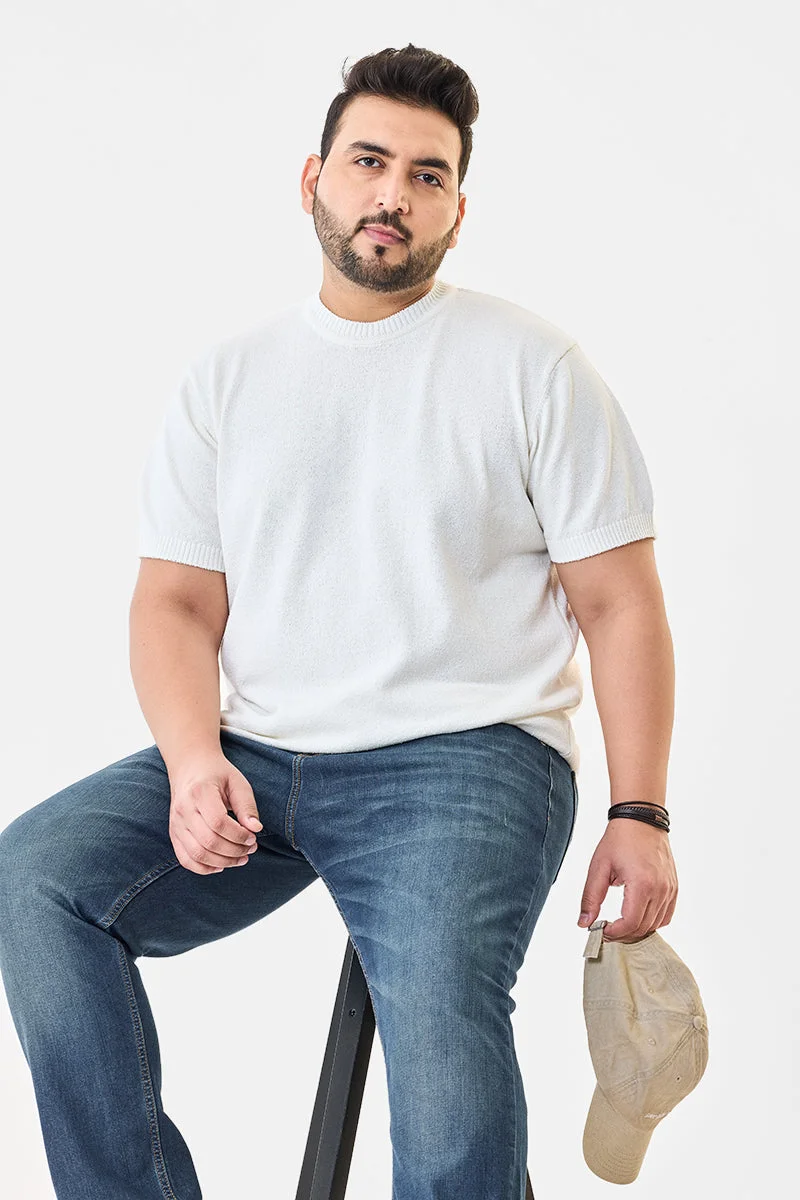 SNITCH Textured Flat Knit Plus Size T-Shirt