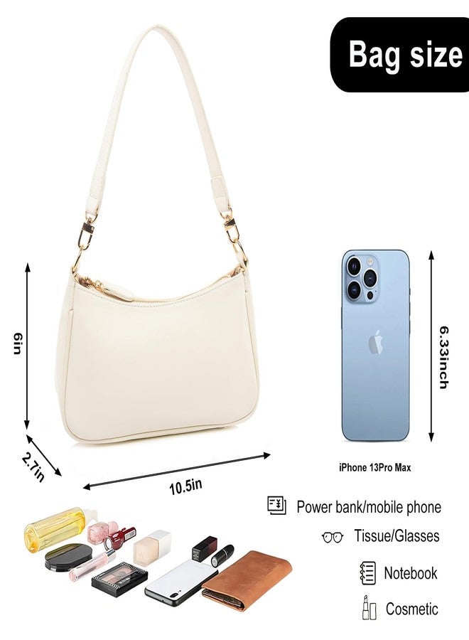 feujury Shoulder Bag for women Crossbody Bags Retro Classic Small Hobo Purse Clutch Tote Handbags with Zipper Closure (Beige) - Image 2