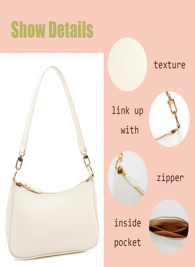 feujury Shoulder Bag for women Crossbody Bags Retro Classic Small Hobo Purse Clutch Tote Handbags with Zipper Closure (Beige) - Image 4