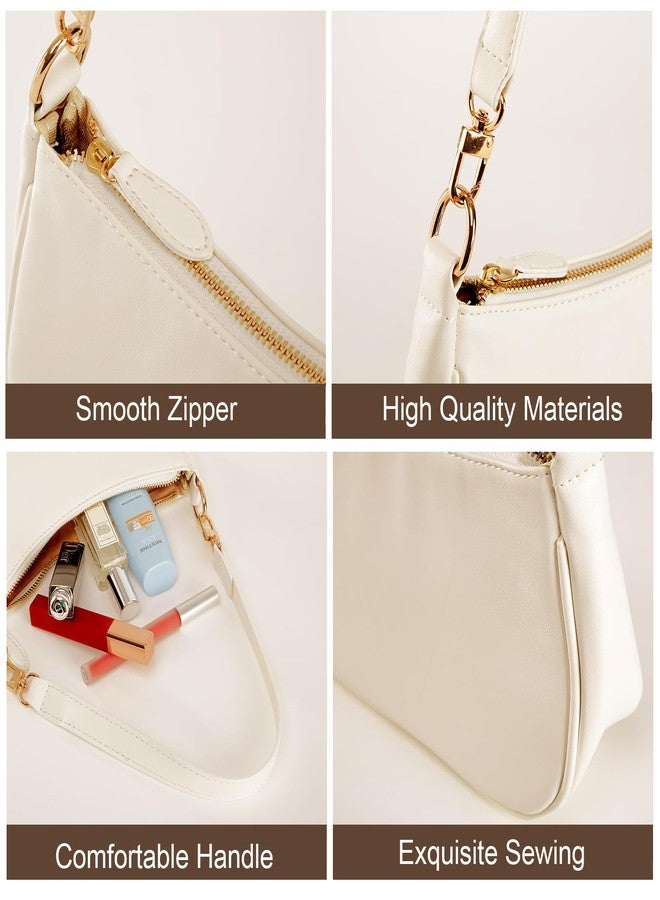 feujury Shoulder Bag for women Crossbody Bags Retro Classic Small Hobo Purse Clutch Tote Handbags with Zipper Closure (Beige) - Image 5