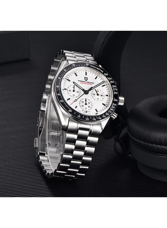 PAGANI DESIGN Sports Men's Quartz Watches, 40mm Stainless Steel Waterproof Chronograph Wrist Watch for Man, Synthetic Sapphire Dial Glass, Stopwatch  - Image 2