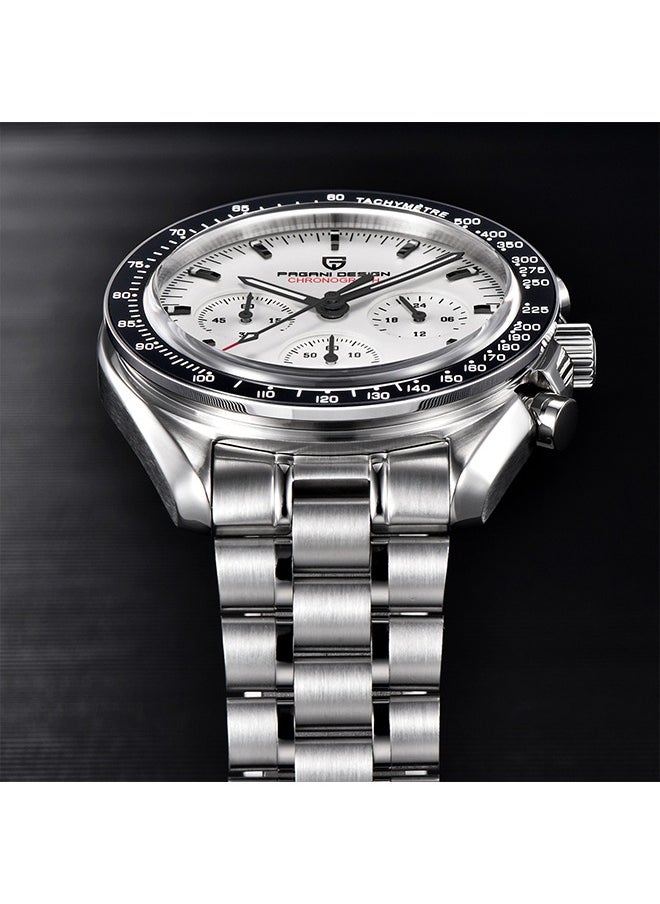 PAGANI DESIGN Sports Men's Quartz Watches, 40mm Stainless Steel Waterproof Chronograph Wrist Watch for Man, Synthetic Sapphire Dial Glass, Stopwatch  - Image 3