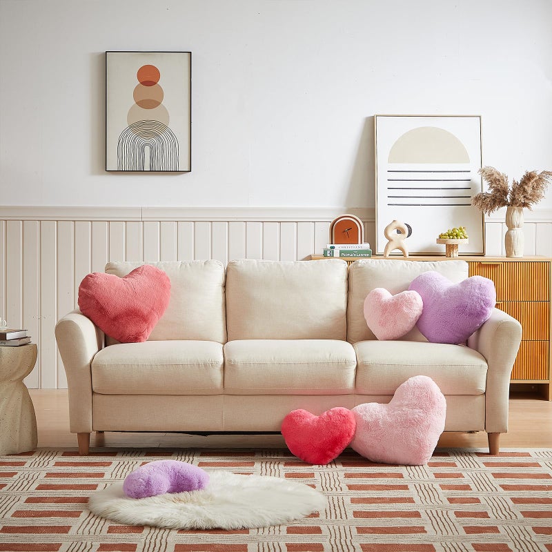 EastTree Heart Pillows  Purple Heart Shaped Pillows  Love Throw Pillows Gifts  Ultra Faux Rabbit Fur Soft Small Cute Fluffy Pillows  Women Girls Kid Living Room Decor 10x13 Inch - Image 3