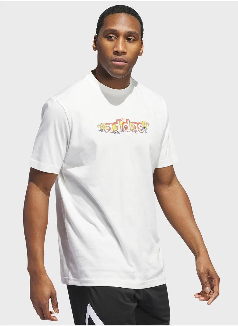 اديداس Lil Stripe Linear Graphic T-Shirt