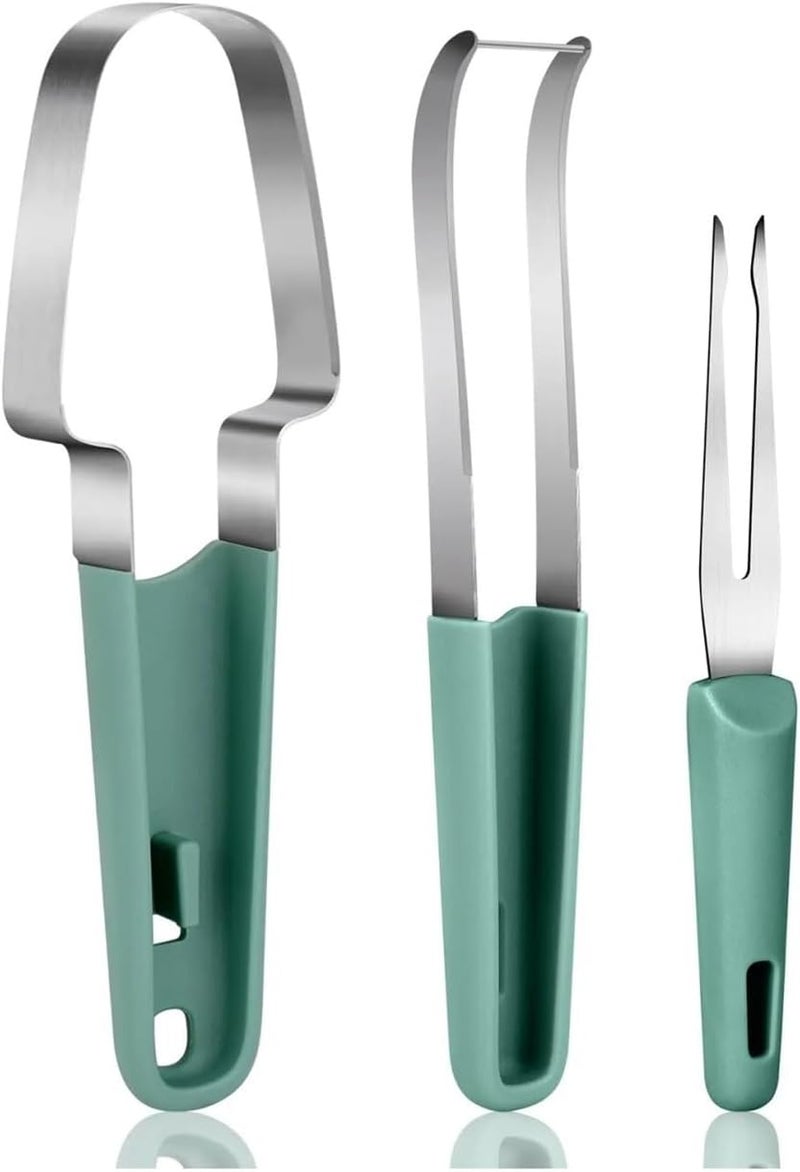3-in-1 Watermelon Fork Slicer Cutter, Stainless Steel Fruit Cutting Tool Knife Set Compatible For Home Kitchen(B) - Image 2