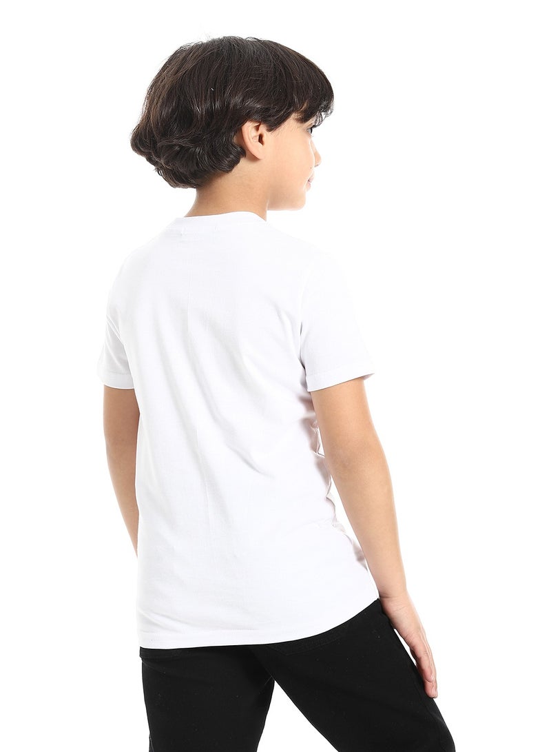 Andora Round Neck Printed Short Sleeve Boy T-shirt_White - Image 3