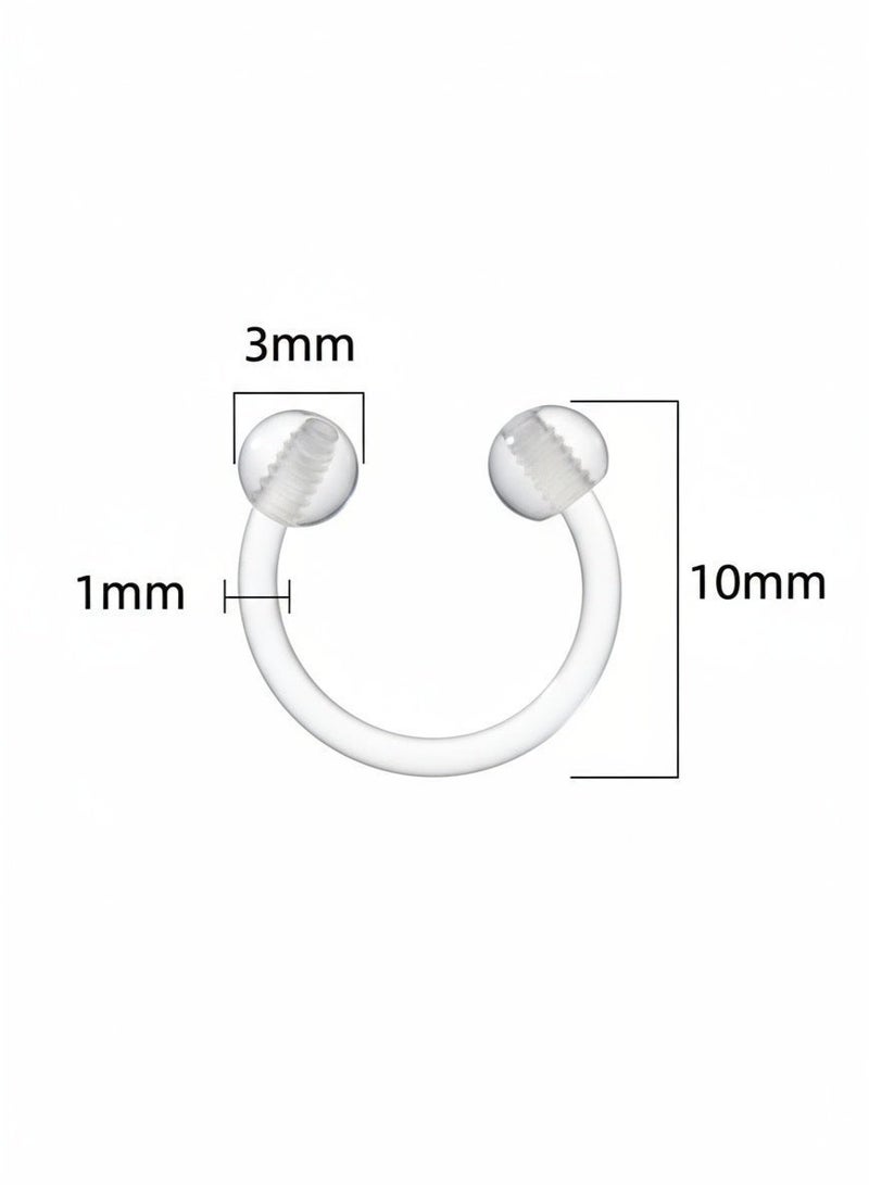 LAIAOCISI 5-Pack Clear Nose Rings, Invisible Double-End Circular Hoop, Hypoallergenic Nose Retainer - Image 2