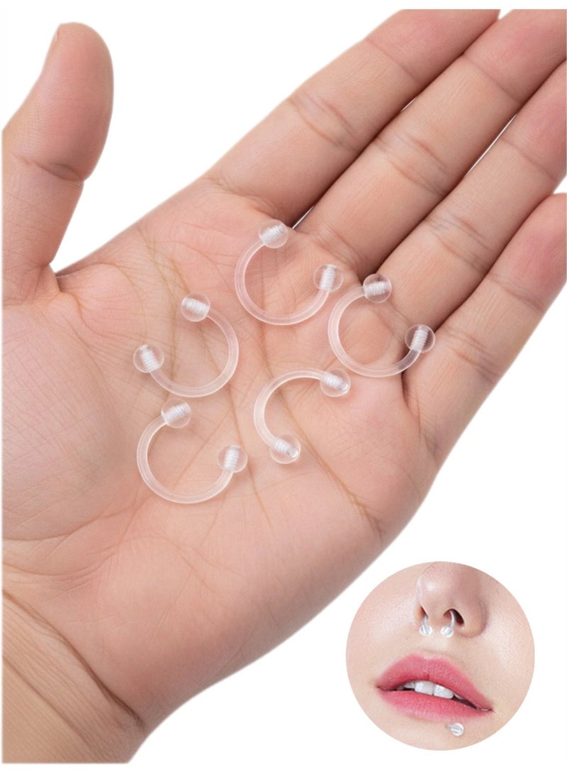 LAIAOCISI 5-Pack Clear Nose Rings, Invisible Double-End Circular Hoop, Hypoallergenic Nose Retainer - Image 1