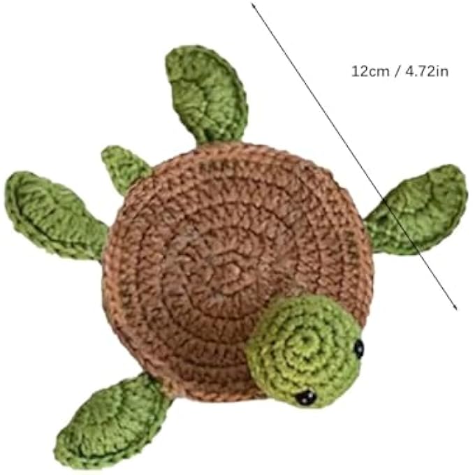 MRTURK Revhq 1 Pc Turtle Coaster Rug For Drink Cup Mug Handmade Crochet Knitting Animal Tortoise Shaped Mat Set Creative Gift For Teacher Daughter Mom Funny Desk Table Office Accessories - Image 4