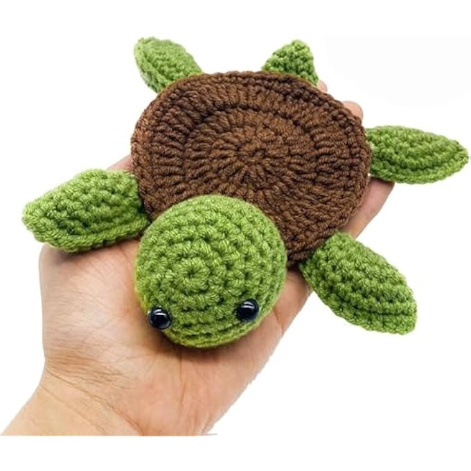 MRTURK Revhq 1 Pc Turtle Coaster Rug For Drink Cup Mug Handmade Crochet Knitting Animal Tortoise Shaped Mat Set Creative Gift For Teacher Daughter Mom Funny Desk Table Office Accessories - Image 1
