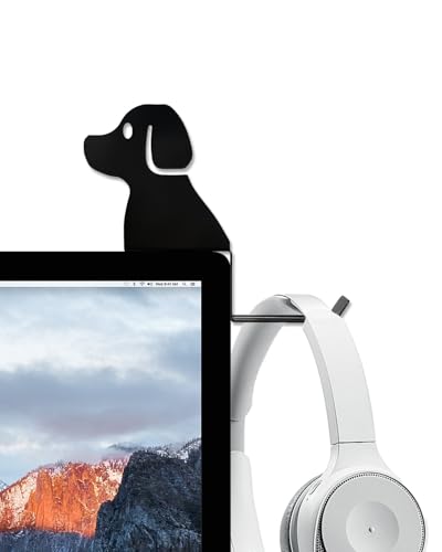 FEYRUN Monitor Stand, Puppy Tail Hook for Headphone, Saves Desk Space and Protects Headphones, Organizer Decorative Hanger for Hanging Keys Cables and More (Black) - Image 1