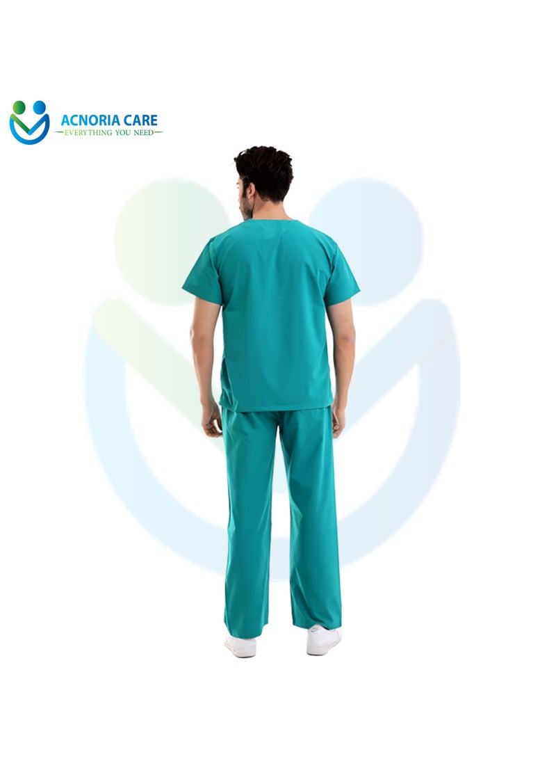 ACNORIA CARE Men's Medical Scrubs Consisting Of Two Pieces A Blouse And Pants, 35% Cotton 65% Polyester Turquoise Green Color - Size XXL- From Acnoria Care - Image 2
