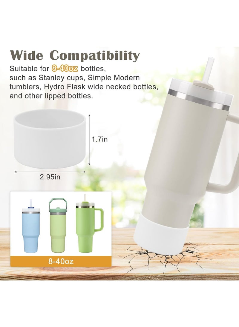 HOUSE OF QUIRK - House of Quirk 7 Accessories Set Including Water Bottle Handle Strap, Silicone Cup Boot, Silicone Straw Cover, Tumbler Charms for Tumbler Cup 40oz & 30oz Tumbler (White, Tumbler Not Included) - Image 1