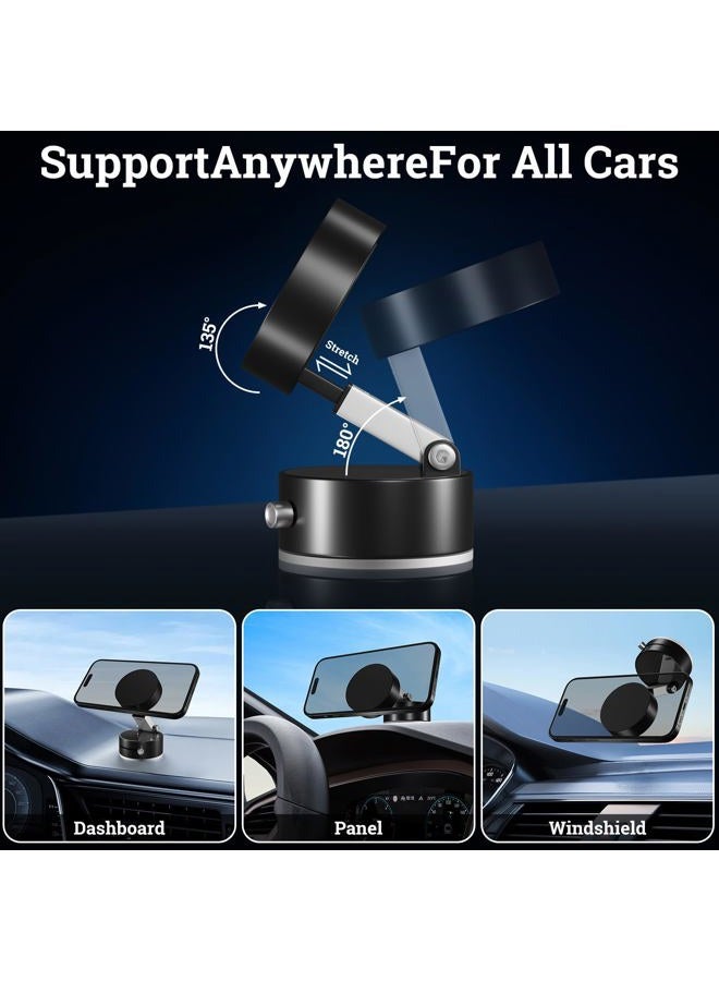 Uceento New Vacuum Magnetic Phone Holder, Suction Cup Phone Mount, Foldable Strong Magnetic Cell Phone Holder for Car/Gym/Mirror/Smooth Surface, Compatible with Magsafe iPhone - Image 2