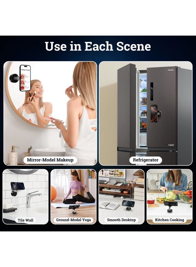 Uceento New Vacuum Magnetic Phone Holder, Suction Cup Phone Mount, Foldable Strong Magnetic Cell Phone Holder for Car/Gym/Mirror/Smooth Surface, Compatible with Magsafe iPhone - Image 5