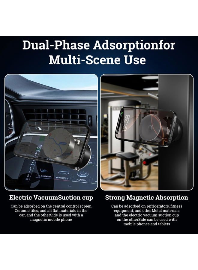Uceento New Vacuum Magnetic Phone Holder, Suction Cup Phone Mount, Foldable Strong Magnetic Cell Phone Holder for Car/Gym/Mirror/Smooth Surface, Compatible with Magsafe iPhone - Image 4
