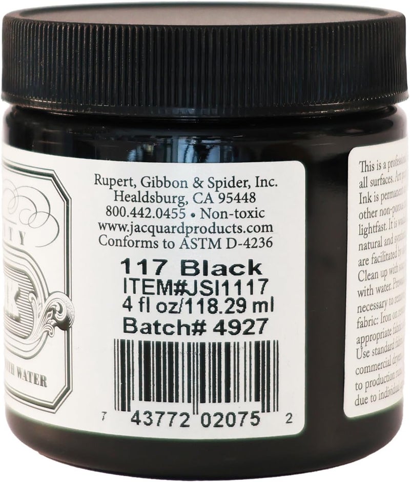 Jacquard Jacquard Professional Screen Print Ink WaterSoluable 4oz Jar Black 117  - Image 5