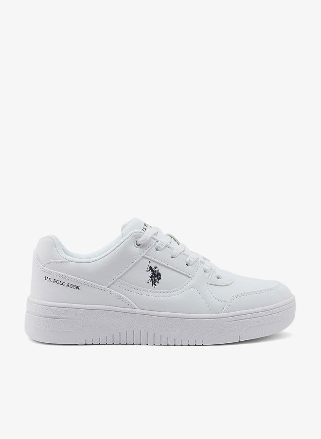 U.S. Polo Assn. أحذية رياضية نسائية بيضاء بالكامل - تصميم كلاسيكي بسيط، أحذية مريحة للاستخدام اليومي - Image 1