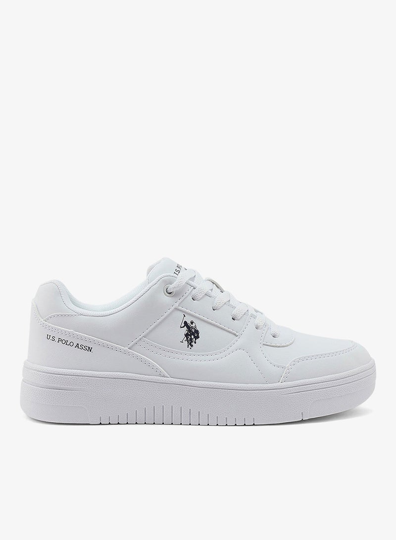 U.S. Polo Assn. أحذية رياضية نسائية بيضاء بالكامل - تصميم كلاسيكي بسيط، أحذية مريحة للاستخدام اليومي - Image 2