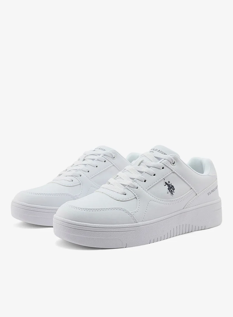 U.S. Polo Assn. white Women's All-White Low-Top Sneakers - Classic Minimalist Design, Comfortable Everyday Casual Shoes for Women | Best Price UAE