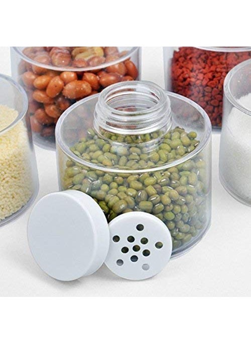 Citaaz Acrylic Transparent Spice Tower Container Set 6 Bottle Spice Rack Spice Tower Space Saving Kitchen Spice Jars Herbs Condiments Spices Seasoning Box Jars with Lids