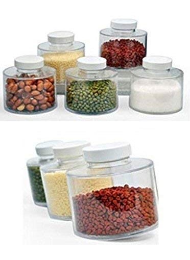 Citaaz Acrylic Transparent Spice Tower Container Set 6 Bottle Spice Rack Spice Tower Space Saving Kitchen Spice Jars Herbs Condiments Spices Seasoning Box Jars with Lids