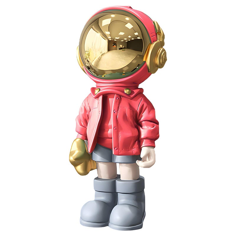 تماثيل رائد الفضاء داسكر تمثال رائد الفضاء منحوتات هدايا فنية من بولي ريزين تمثال زينة حمراء ديكور غرفة للرجال والهوايات وإكسسوارات المكتب وزينة الطاولة لغرفة المعيشة والمكتب ورف الكتب