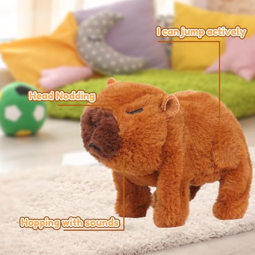 Easfan Walking Capybara Interactive Electronic Pet Plush Toy with Sounds and Movements Hopping Moving Educational Plush Toy Birthday Gifts for Kids Girls 7Brown - Image 5