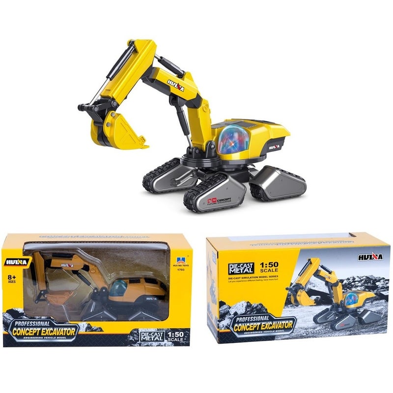 Concept Excavator Truck 1/50 Diecast Model - Yellow - 1703