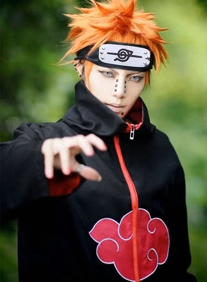 8-Piece Set Unisex Anime Long Robe Cosplay,Anime Naruto Long Robe Akatsuki Cloak Ninja Cosplay Costume Uniform Headband Full Accessories,Party Dressing - Image 5