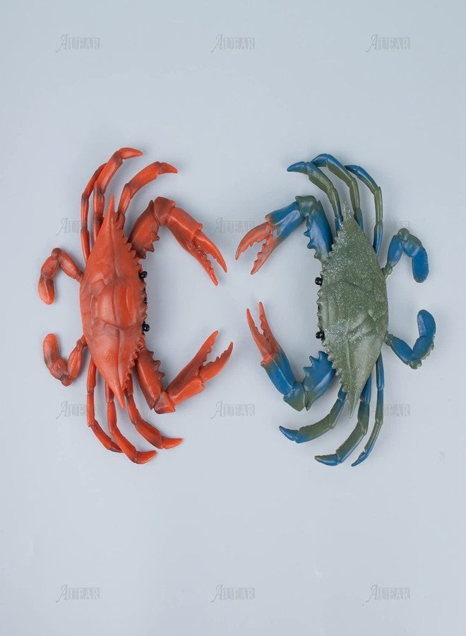 AUEAR, 2 Pack Fake Animal Sea Life Blue Red Crabs Action Figures Ocean Model Ornament for Swim Bath - Image 4
