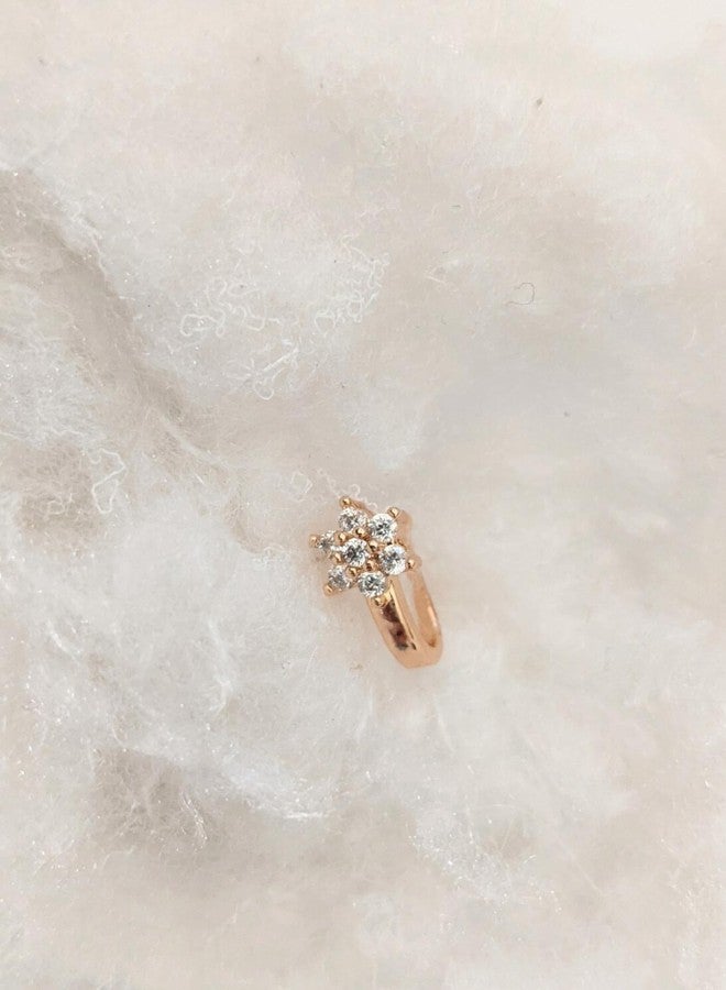 RENU CREATION Shreevaram Cubic Zirconia, Diamond Gold-Plated Plated Brass Nose Stud Gold - Image 2